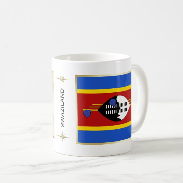 Eswatini Flag + Karte Tasse (VorderseiteRechts)