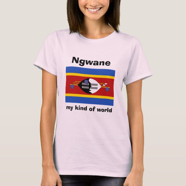 Eswatini-Flag + Karte + Text-T - Shirt (Vorderseite)