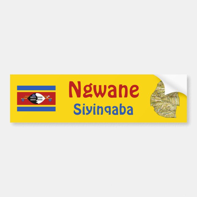 Eswatini Flag + Map Autoaufkleber (Vorne)
