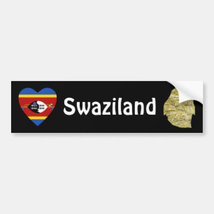 Eswatini-Flagge Herz + Karte Autoaufkleber