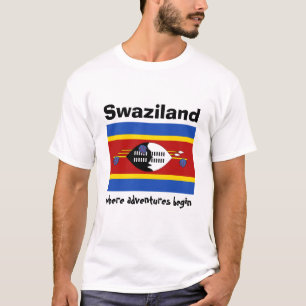 Eswatini-Flagge + Karte + Text-T-Shirt T-Shirt