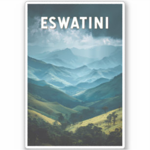 Eswatini Illustration Travel Art Vintag Aufkleber