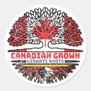 Eswatini Liswati Canadian Tree Roots Flag Runder Aufkleber