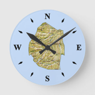 Eswatini Map Clock Runde Wanduhr