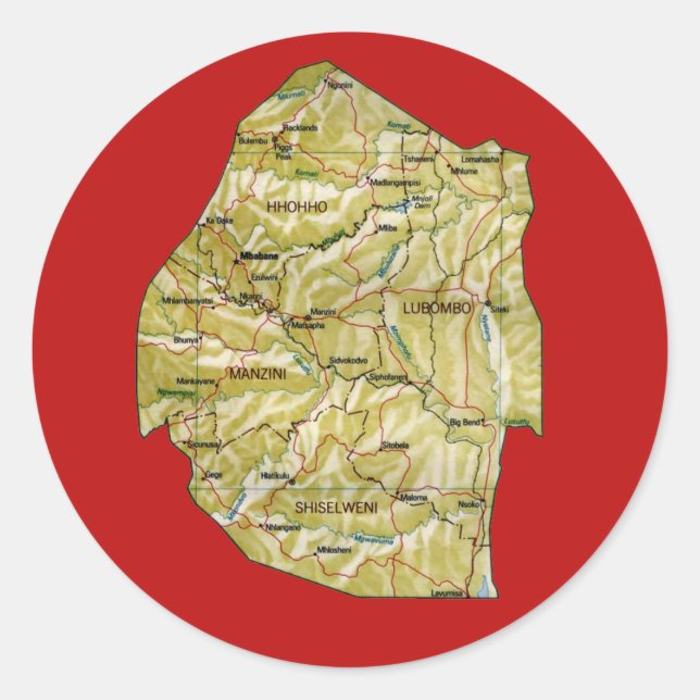 Eswatini Map Sticker (Vorderseite)