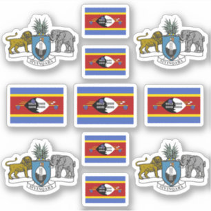Eswatini- Staatssymbole/Wappen und Flagge Aufkleber