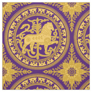 Esztergom Lion, gelb auf Lila Stoff