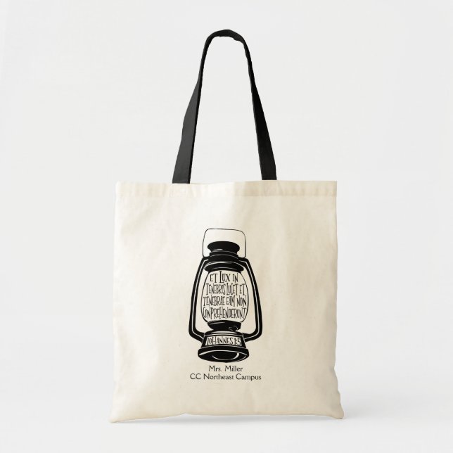 Et Lux in Tenebris John 1 Latin Verse Tragetasche (Vorne)