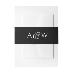 Et-Zeichen-Monogramm Moderne schwarze Hochzeit Einladungsbanderole