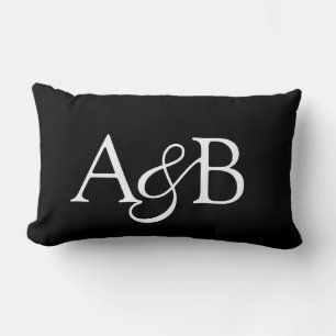Et-Zeichen-Monogramm Schwarz-Weiß-Paar Lendenkissen