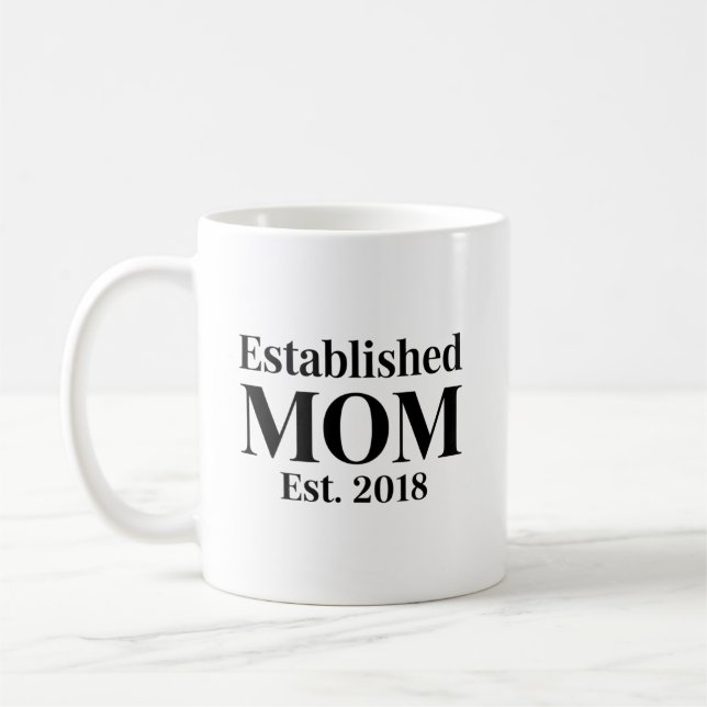 Etablierte Mutter Est. 2018 Minimalistisches Gesch Kaffeetasse (Links)