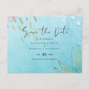 ETAT DustyTeal Gold Abstrakte Hochzeit Postkarte