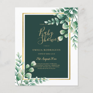 ETAT Eukalyptus BABY SHOWER GOLD QR CODE EINLADUNG Flyer