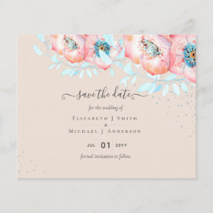 ETAT Hellebore Türkis Pfirsich Blumenhochzeit Flyer