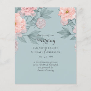 ETAT PFINGSTROSEN Rosa Salbei Pfirsich Hochzeit Flyer