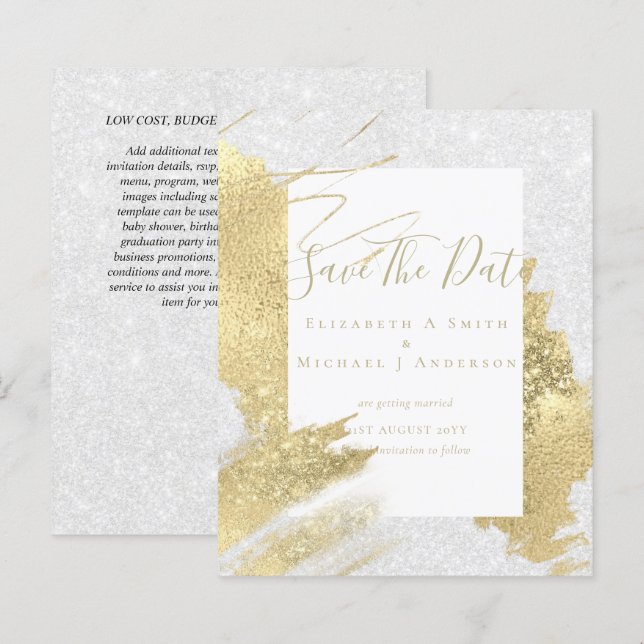 ETAT SAVE DATES Gold Folie Glitter Look Abstract (Vorne/Hinten)