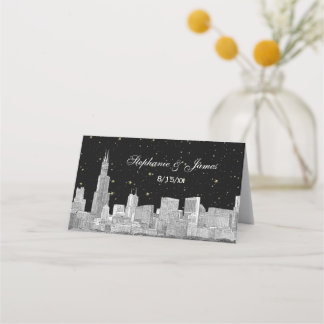 Etch Chicago Starry Skyline DIY BG Escortkarte Nr. Platzkarte