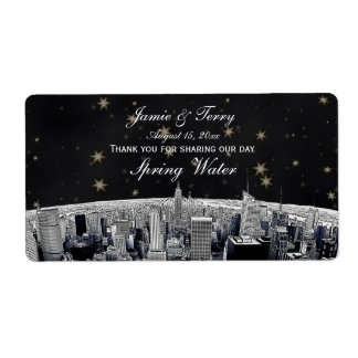 Etch NYC Skyline 2 Black Gold Star H Wasserflasche