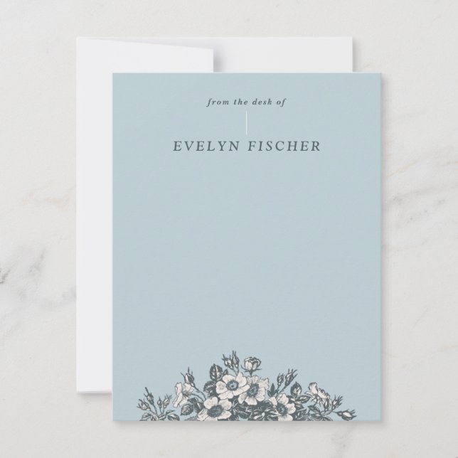 Etched Floral Illustrery Stationery - Türkis (Vorderseite)
