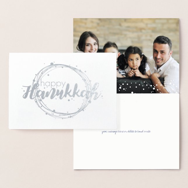 Etched Foil Happy Hanukkah Snow Bubbles Foto Card Folienkarte (Anzeige)