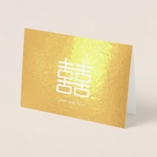 Etched Gold Foil Double Happy Card Folienkarte
