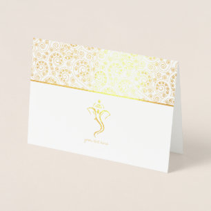 Etched Gold Foil Ganesh Indian Wedding Cards Folienkarte