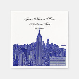 Etched Look NYC Skyline Silhouette, ESB Serviette