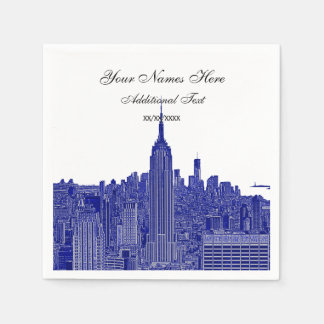 Etched Look NYC Skyline Silhouette, ESB Serviette