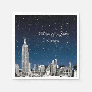 Etched NYC Skyline Blue Starry Wedding Serviette