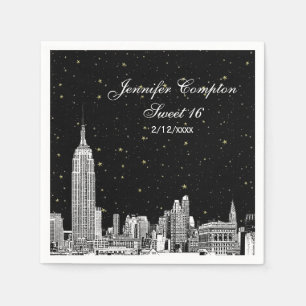Etched NYC Skyline Starry DIY BG Sweet 16 Serviette