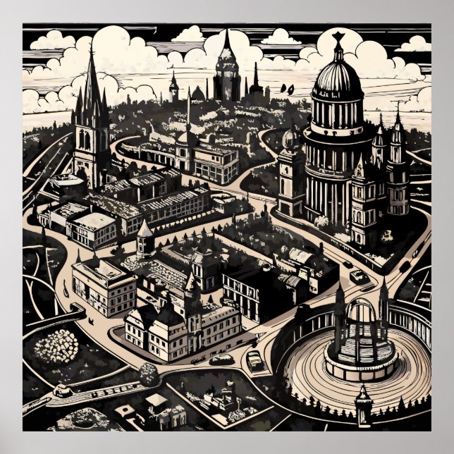 Etched Viktorianisch London Map Poster (Vorne)