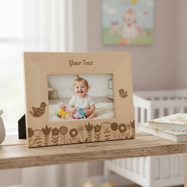 Etched Wooden Folk Art Birds and Flowers Photo  Geätzte Rahmen (Von Creator hochgeladen)