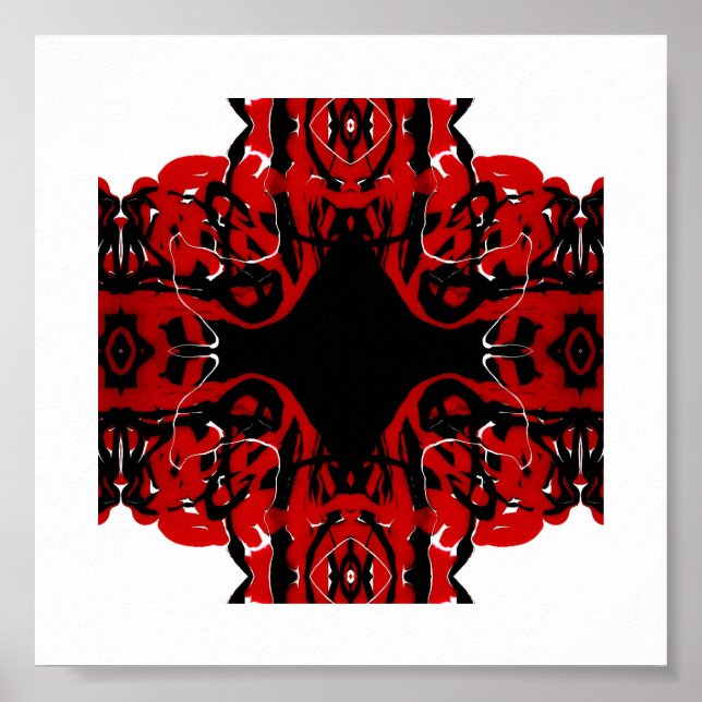 Eternal Abstract Red Black White Fluid Art Poster (Vorne)