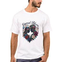 Eternal Bloom Embrace T-Shirt | Intricate Couple