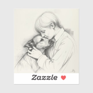 Eternal Companions: Black & White Pet Bond Paintin Aufkleber