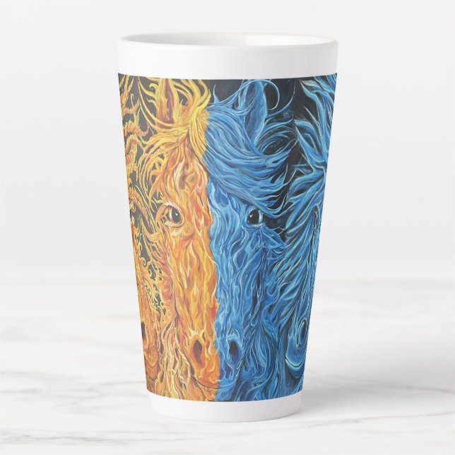 Eternal Equilibrium-Pferde-Zwillingsflames Milchtasse (Vorderseite)