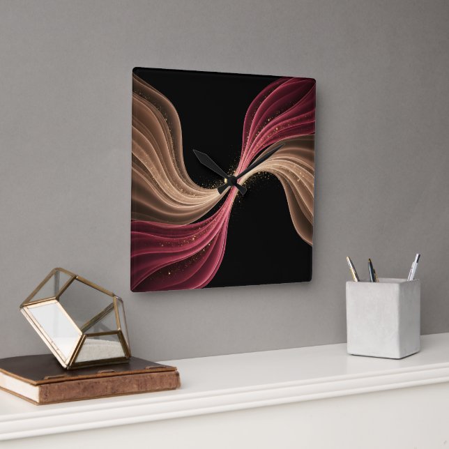 Eternal Flow of Love — Abstract Romantic Art Quadratische Wanduhr (Büro)