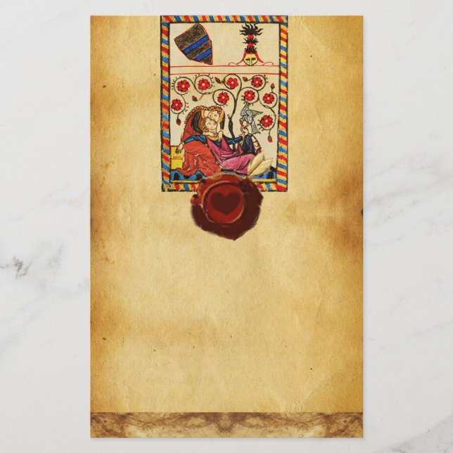 ETERNAL LIEBE PARCHMENT RED HEART WAX SIEGEL BRIEFPAPIER (Vorderseite)