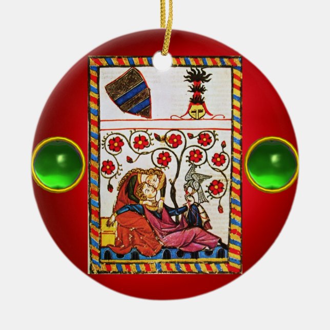 ETERNAL LIEBE Rot-Grüne Edelstein Keramik Ornament (Vorne)