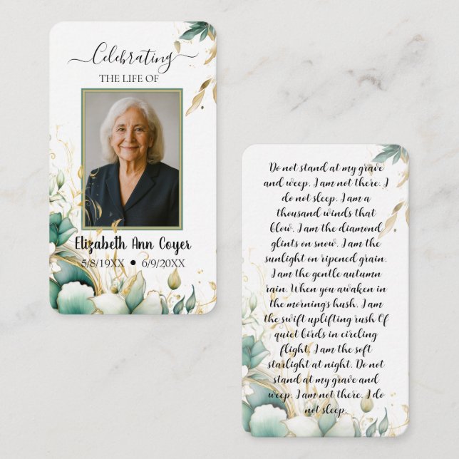 Eternal Light – Customizable Memorial Prayer Card  Mitteilungskarte (Vorne/Hinten)