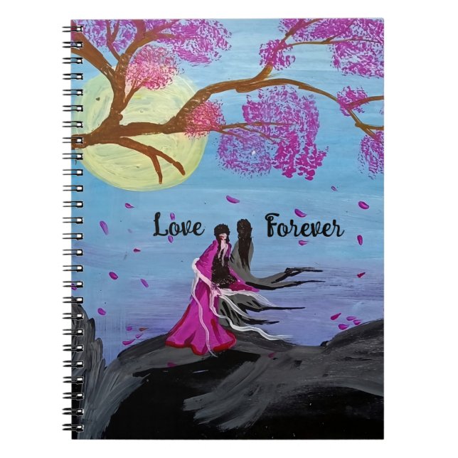 Eternal love under cherry blossom spiral notebook notizblock (Vorderseite)