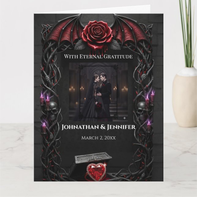 Eternal Night Gothic Vampire Wedding Dark Romance  Dankeskarte (Vorderseite)
