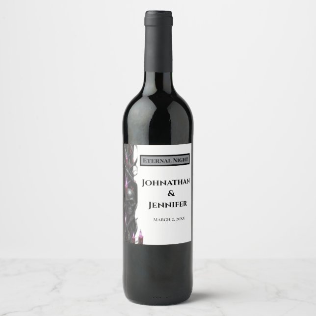 Eternal Night Gothic Vampire Wedding Dark Romance Weinetikett (Vorderseite)