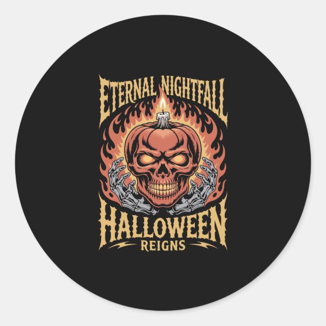 Eternal Nightfall Halloween Skull Pumpkin Runder Aufkleber (Vorderseite)