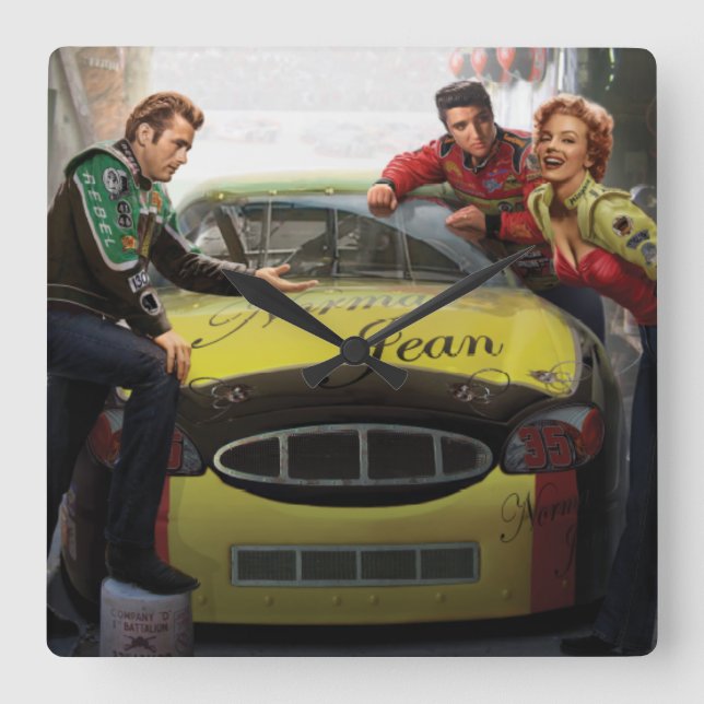 Eternal Speedway Quadratische Wanduhr (Vorderseite)