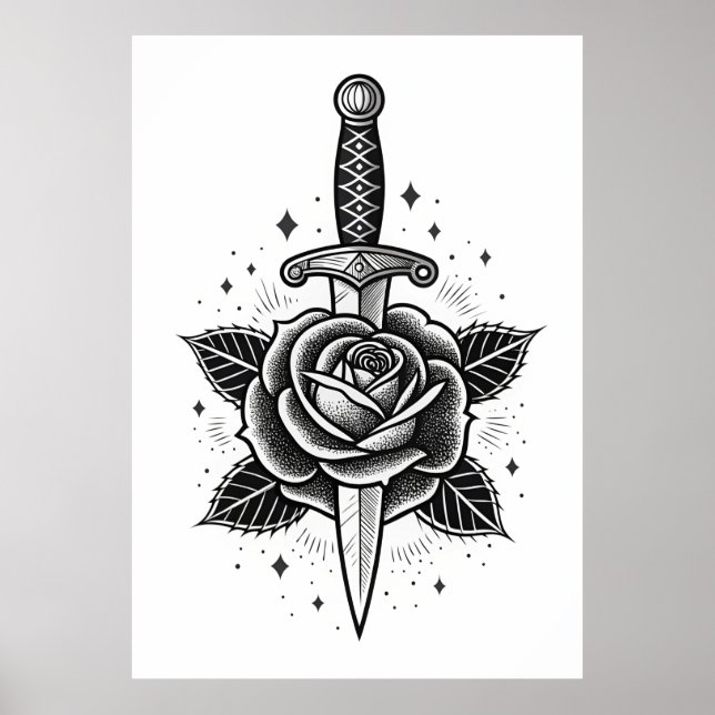 Eternal Thorn: Klassische Dagger-Rose Poster (Vorne)
