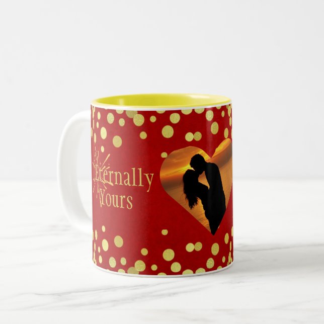 Eternally Yours Valentine's Day Red Gold Luxuriöse Zweifarbige Tasse (Vorderseite Links)