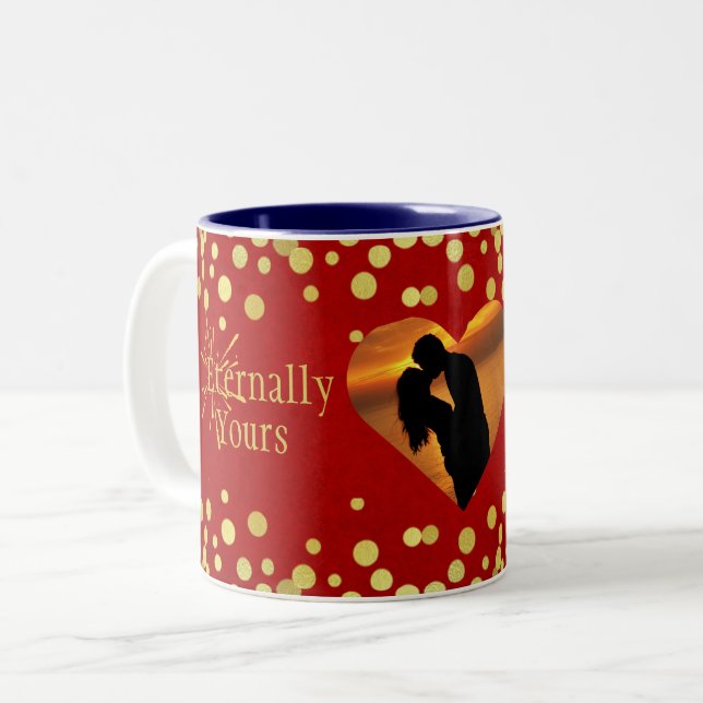 Eternally Yours Valentine's Day Red Gold Luxuriöse Zweifarbige Tasse (Vorderseite Links)