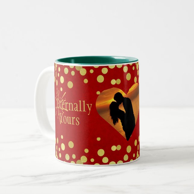 Eternally Yours Valentine's Day Red Gold Luxuriöse Zweifarbige Tasse (Vorderseite Links)