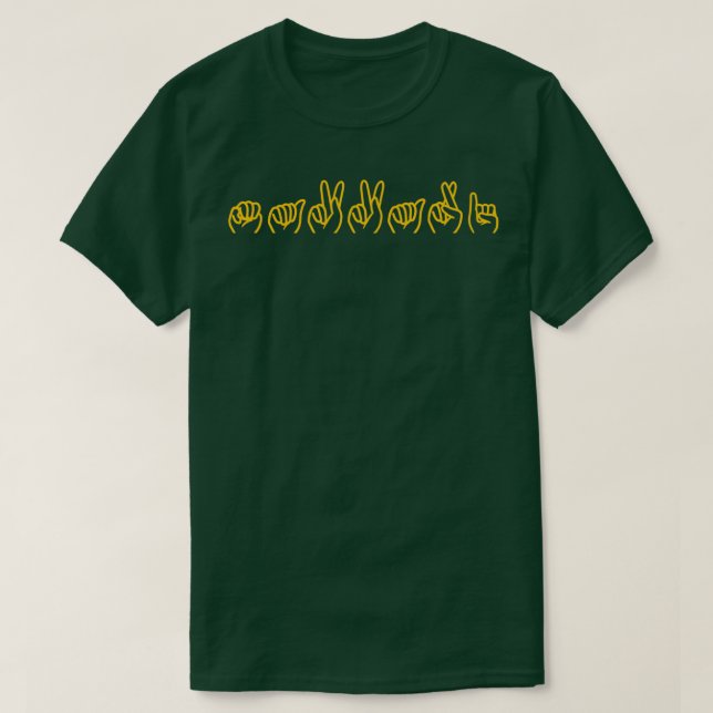 Eternals Makkari ASL Fingerbuchstabierung gelb T-Shirt (Design vorne)